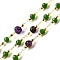 Handmade Natural Amethyst Nuggest Beaded Chains, Soldered, with Glass and Rack Plating Brass Findings, Long-Lasting Plated, Lead Free & Cadmium Free, with Spool, Real 18K Gold Plated, 3~6x3~4.5x3~4.5mm