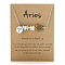 667 Stainless Steel with Natural Amazonite & Natural Yellow Quartz & Natural Unakite Chip Pendant Necklaces, Stainless Steel Color, Flat Round with 12 Constellations Pattern, Aries, 19.29~20.08 inch(49~51cm)