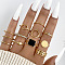 12Pcs Alloy & Rhinestone & Enamel Finger Rings, Heart/Flat Round/Square, Golden, Inner Diameter: 16~19mm
