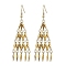 304 Stainless Steel Bar Link Chain Dangel Earrings, Tassel Chandelier Earrings for Women, Golden, 68x21mm