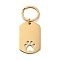 304 Stainless Steel Keychains, with Rings, Rectangle with Paw Print, Golden, 71mm