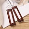 Alloy Wood Dangle Earrings, Platinum, Rectangle, 92x28mm