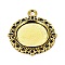 Zinc Alloy Pendant Settings for Cabochon & Rhinestone, DIY Findings for Jewelry Making, Lead Free & Nickel Free & Cadmium Free, Flat Round, Antique Golden, 25.5x22x2mm, Hole: 2mm