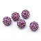 Polymer Clay Pave Rhinestone Beads, Disco Ball Beads, Light Amethyst, PP13(1.9~2mm), 6 Rows Rhinestone, 10mm, Hole: 1.5mm