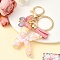 Resin & Acrylic & Faux Suede Tassel Keychain, with Alloy Clasp and Iron Rings, Letter K, 10cm