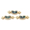Rack Plating Brass Micro Pave Clear Cubic Zirconia Heart Connector Charms, with Enamel & Shell, Real 18K Gold Plated, Long-Lasting Plated, Lead Free & Cadmium Free, Black, 10x31x4mm, Hole: 1.4mm