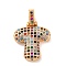 Brass Micro Pave Cubic Zirconia Pendants, Real 18K Gold Plated, Colorful, Letter T, 18.5~24x12.5~25.5x5~5.5mm, Hole: 5x3mm