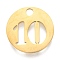 304 Stainless Steel Pendants, Cut-Out, Hollow, Flat Round with Number, Golden, Num.10, 19x1.5mm, Hole: 2.5mm