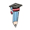 Teachers' Day Resin Pendants, Graduation Theme Charms, Pencil, 44.5x24x2mm, Hole: 1.6mm