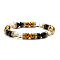 UV Plating Glass Beads Stretch Bracelets for Women, Round, Faceted, Iridescent, Black, 7-7/8 inch(20cm), Inner Diameter: 7-1/4 inch(18.5cm)