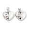 Brass Micro Pave Clear Cubic Zirconia Pendants, with Shell, Heart, Platinum, 11x12x3mm, Hole: 4x2mm