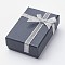 Cardboard Necklace Boxes, with Ribbon Bowknot and Sponge inside, Rectangle, Black, 7x5x2.5cm
