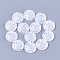 Resin Cabochons, Flat Round with Flower, White, 12x3~3.5mm