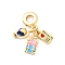 Brass Micro Pave Clear Cubic Zirconia European Dangle Charms, with Colorful Enamel, Large Hole Pendants, Real 18K Gold Plated, Luggage, 29mm, Pendant: 12~15x6.5~7x4~5.5mm, Hole: 4.5mm