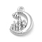 Alloy Pendants, Stainless Steel Color, Moon, 17x13x3mm, Hole: 1.4mm