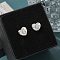 Rack Plating Brass Micro Pave Clear Cubic Zirconia Stud Earrings, Heart, Letter G, 8.5x9.5mm