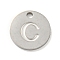 Non-Tarnish 304 Stainless Steel Pendants, Laser Cut, Flat Round with Letter Charm, Stainless Steel Color, Letter C, 10x1mm, Hole: 1.4mm