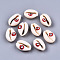 Natural Cowrie Shell Beads, with Enamel, No Hole/Undrilled, Evil Eye, Red, 18~22x13~14x6~8mm