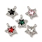Alloy Pendants, with Rhinestone & Glass, Lead Free & Cadmium Free & Nickel Free, Rack Plating, Star, Mixed Color, Platinum, 21x18.5x4.5mm, Hole: 1.8mm