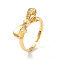 Brass Micro Pave Clear Cubic Zirconia Cuff Rings, Open Rings, Bowknot, Golden, US Size 6, Inner Diameter: 17mm