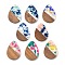 Resin and Walnut Pendants, Teardrop, Mixed Color, 35.5x26x3mm, Hole: 2mm