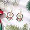 Christmas Themed Handmade Glass Seed Beads Dangle Earrings, with Alloy Bowknot Pendant and 304 Stainless Steel Earring Hooks, Golden, Light Green, 63x29mm