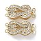 Brass Micro Pave Clear Cubic Zirconia Box Clasps, Knot, Real 18K Gold Plated, 22x10x6mm, Hole: 1mm