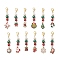 12Pcs Christmas Alloy Enamel Pendant Decorations, with Glass Pearl and Alloy Lobster Claw Clasps, Mixed Shapes, Mixed Color, 71~80.5mm