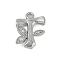 Brass Crystal Rhinestone Letter Links Connector Charms, Real Platinum Plated, Letter T, 13.5x10x4mm, Hole: 1.2mm and 1.5mm