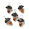 Handmade Lampwork Pendants, Bumpy, Mushroom, Chocolate, 24.5~29.5x15~18.5mm, Hole: 2~5mm