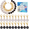 20Pcs 2 Colors Flat Round with Number Alloy Enamel Locking Pendant Stitch Markers, Brass Crochet Lobster Clasp Charm, Mixed Color, 29mm, 10pcs/color