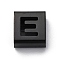 Ion Plating(IP) 304 Stainless Steel Square Slide Charms, Black, Letter E, 9x8x4mm, Hole: 3.5x8.5mm