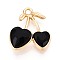 Alloy Rhinestone Pendants, Cherry, Golden, Jet, 19x16x5.5~6mm, Hole: 1.8mm