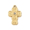 304 Stainless Steel Rhinestone Pendants, Cross, Clover, Golden, 20.5x13x2mm, Hole: 1.8mm