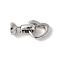 Brass Fold Over Clasps, Lead Free & Cadmium Free, Long-Lasting Plated, Rack Plating, Heart, Platinum, 24mm