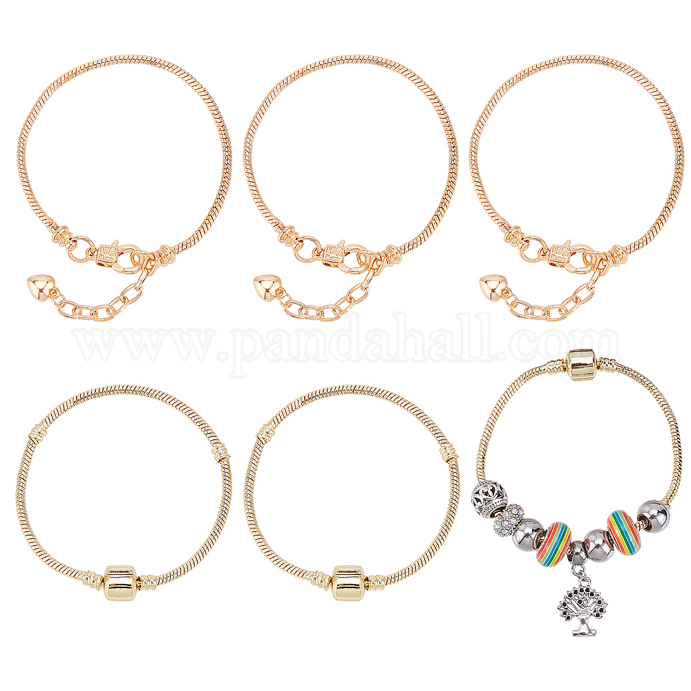Shop SUNNYCLUE 1 Box 6Pcs 2 Styles Snake Chain Charm Bracelet for Bead