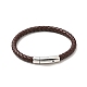 Bracelet cordon cuir tressé avec 304 fermoir acier inoxydable pour homme femme BJEW-C021-09-2