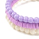 3pcs bracelets extensibles heishi surfeur en argile polymère faits à la main sertis de perles de verre BJEW-JB08072-03-6