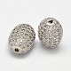 Perles ovales en laiton avec zircone cubique de micro pave ZIRC-P011-27-NF-2