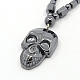 Mens Hip Hop Skull Magnetic Synthetic Hematite Pendant Necklaces NJEW-F026-21-2
