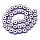 手作り樹脂粘土ビーズ連売り  ナザールボンジュウ付きフラットラウンド  暗紫色  8~11x4mm  穴：1.2mm  約40個/連  13.98インチ〜15.35インチ（35.5cm〜39cm） CLAY-S096-041G-2