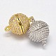 Round Rack Plating & Long-Lasting Plated Brass Micro Pave Cubic Zirconia Magnetic Clasps KK-P030-28-NF-1