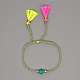 Круглый женский браслет из бусин с имитацией драгоценных камней и кисточкой BJEW-BB7272426-L-2