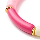 女性のためのカーブチューブ不透明なアクリルビーズストレッチブレスレット  濃いピンク  内径：2-1/8インチ（5.5cm） BJEW-JB06940-05-5