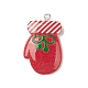クリスマステーマの不透明樹脂ペンダント  クリスマス手袋チャーム  プラチナトーンの鉄ループ付き  34x21.5x5mm  穴：1.8mm RESI-C021-01E-1