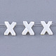 天然石シーシェルビーズ  パールシェルのホワイトシェルマザー  トップドリルビーズ  文字.x  10x2.5~11.5x3mm  穴：0.8mm SHEL-T012-60X-1