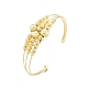 Bracelet manchette ouvert perlé rond en laiton BJEW-I303-01G-3