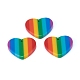 Ciondoli a strisce di plastica, ciondoli cuore arcobaleno, colorato, 23x25x4mm, Foro: 1.5 mm