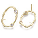 Brass Micro Pave Clear Cubic Zirconia Stud Earring Findings KK-R130-038-NF-2