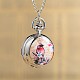 Flat Round Alloy Printed Glass Pocket Watch Pendant Necklaces WACH-H017-01-2